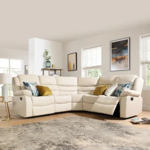 NEW Avoca Recliner Corner Sofa, Ivory Premium Leather