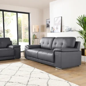 Shannon 3 Seater Sofa, Black Premium Leather
