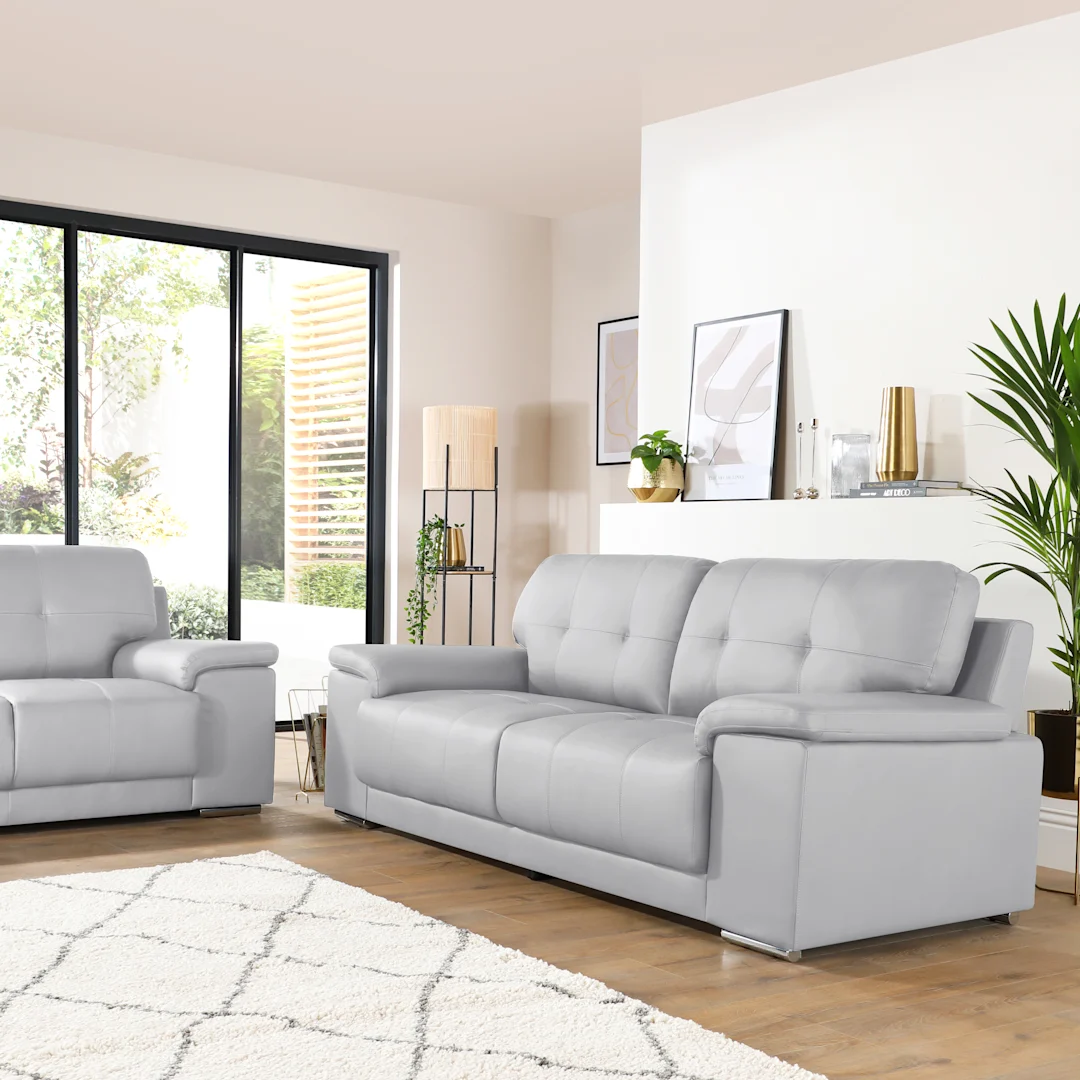 Shannon 3 Seater Sofa, Grey Premium Leather