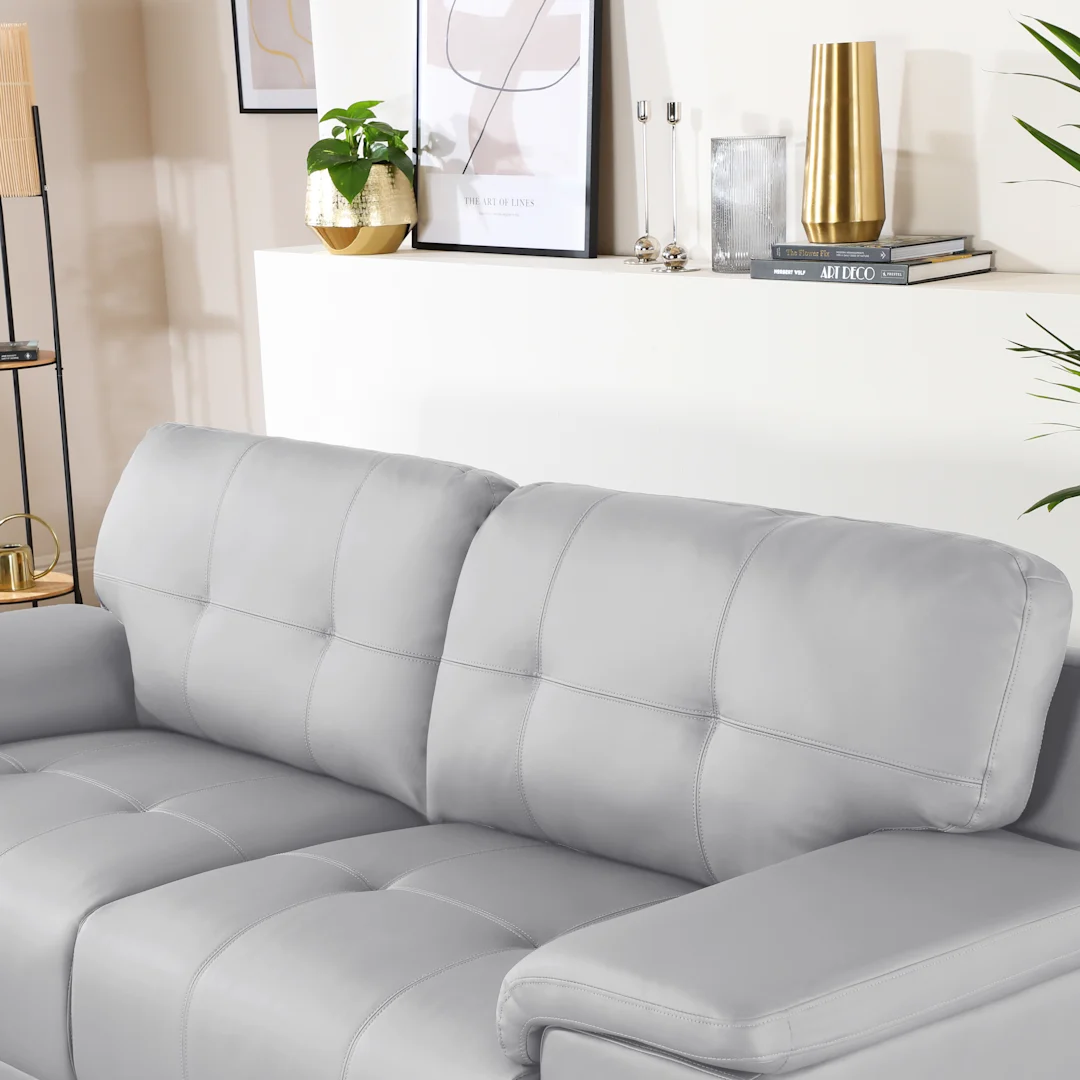 Shannon 3 Seater Sofa, Grey Premium Leather - Image 6