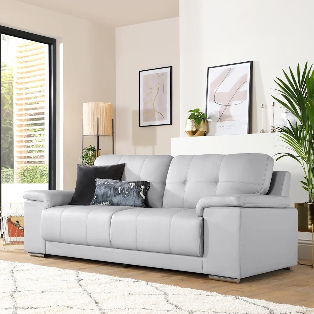 Shannon 2 Seater Sofa, Grey Premium Leather - Image 3