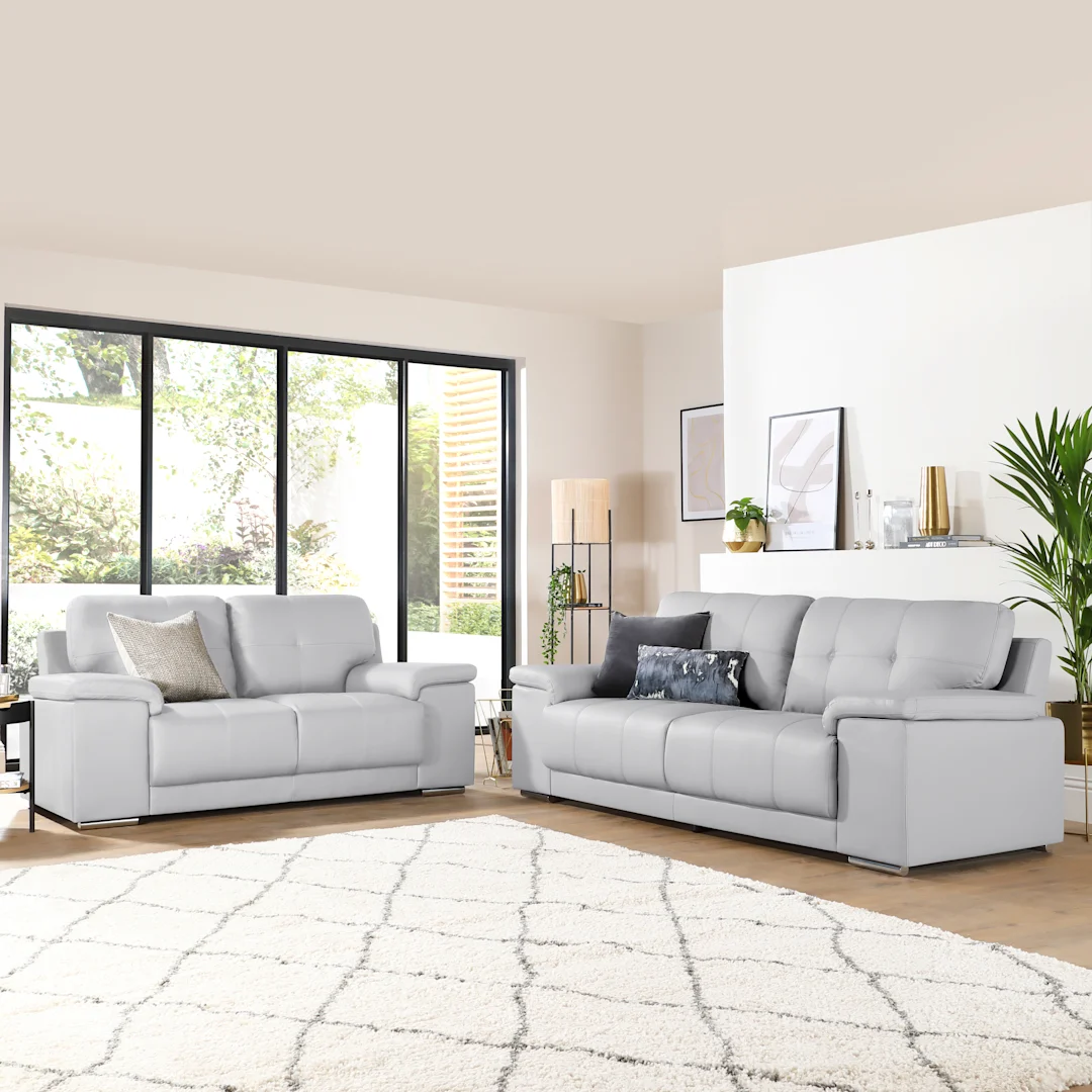 Shannon 2 Seater Sofa, Grey Premium Leather