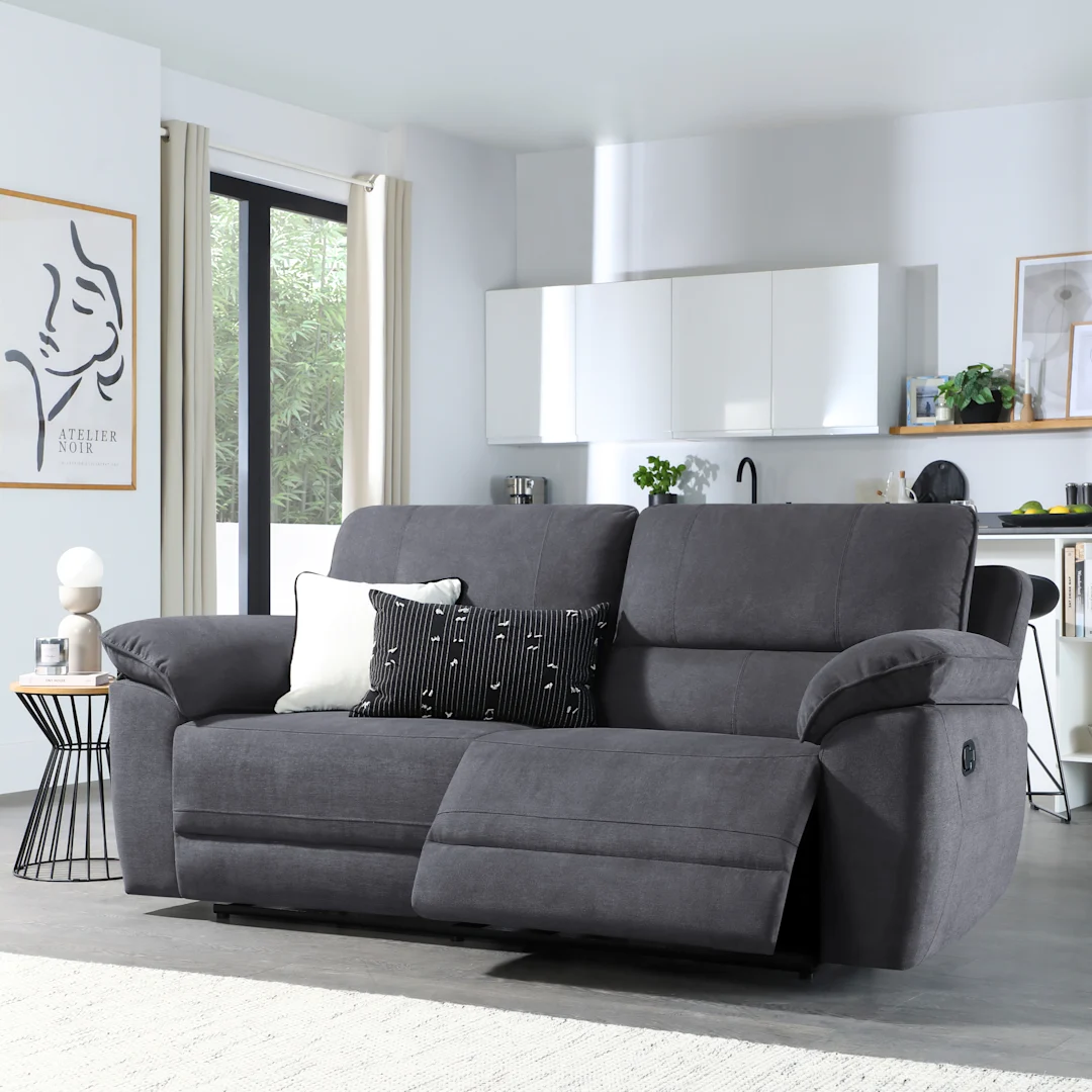 Eire 2 Seater Recliner Sofa, Black Premium Leather - Image 3