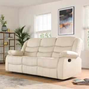 NEW Avoca 2 Seater Recliner Sofa, Ivory Premium Leather